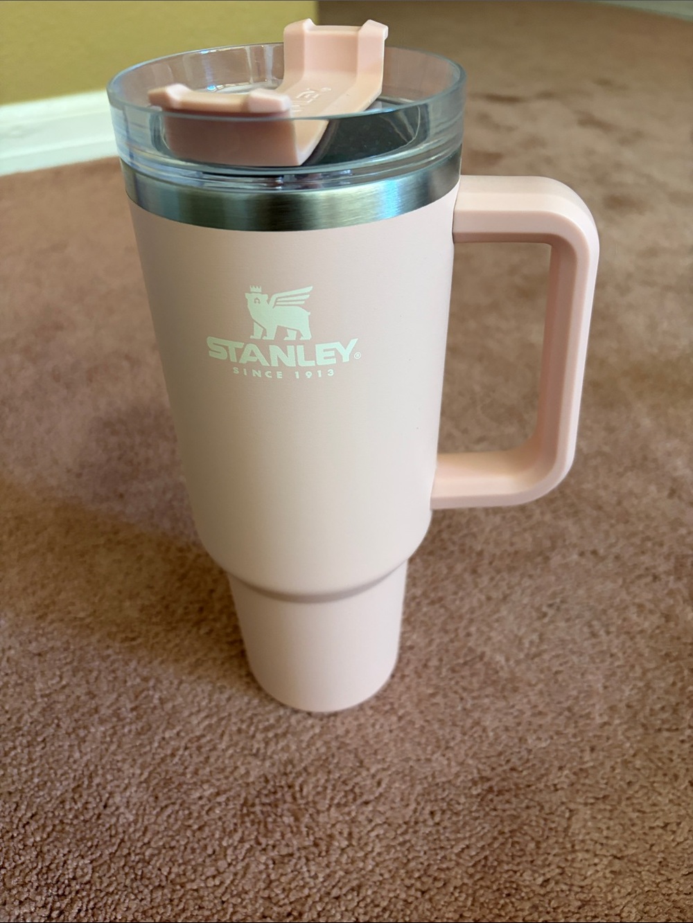 Stanley Blush Pink Travel Mug with Handle 40 oz thirst quencher